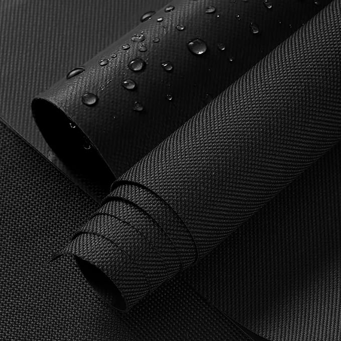 ANMINY 100% Waterproof Outdoor Fabric 5 Yards, 58" W 600D Marine Canvas Fabric with PVC Backing, Ripstop Upholstery Material by The Yard for Furniture Boat Covers Tent Awning, Black