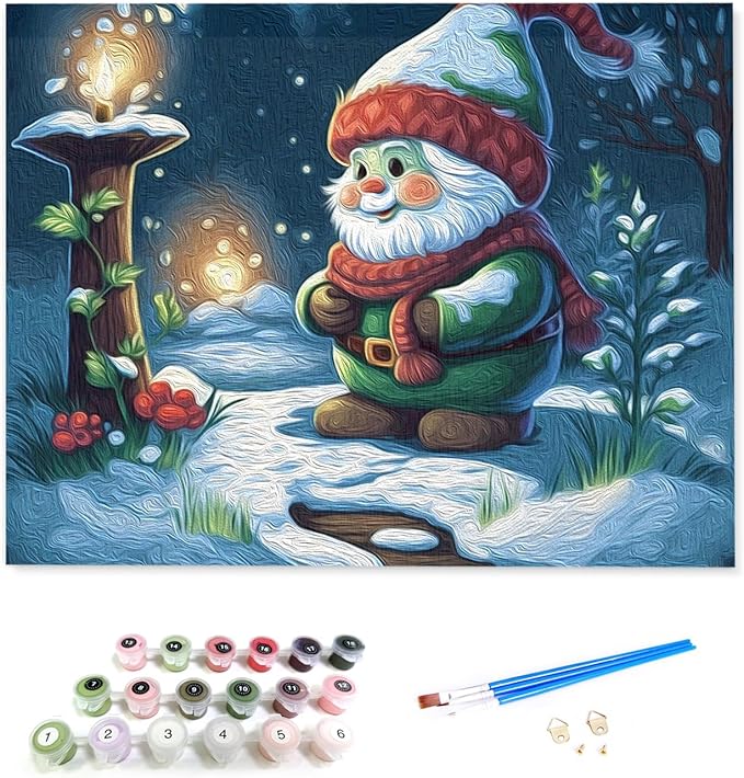 Savannan Paint by Numbers for Adults Without Frame, Christmas Santa Tree Candle Flower Winter Hat Scarf DIY Acrylic Painting by Numbers Kits on Canvas for Beginner, 20"x20"