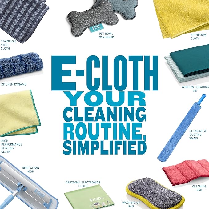 E-Cloth Cleaning Pad, Premium Microfiber Cleaning Cloth, Perfect Dish, Bathtub, Shower, and Barthroom Scrubber, Washable and Reusable, 100 Wash Guarantee, 2 Pack