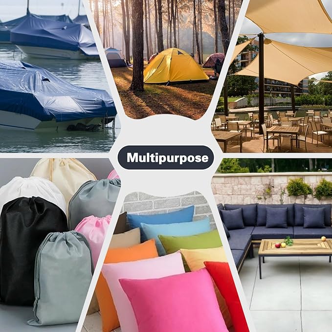 ANMINY 100% Waterproof Outdoor Fabric 10 Yards, 58" W 600D Marine Canvas Fabric with PVC Backing, Ripstop Upholstery Material by The Yard for Furniture Boat Covers Tent Awning, Dark Gray