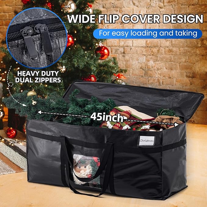 TAILI 69 Gallon Extra Large Storage Bags, XXL Black Heavy Duty Moving Bags For Storage with Visible Window, Wrap Around Handles, Totes for Space Saving, Alternative to Moving Boxes (2 Pack)