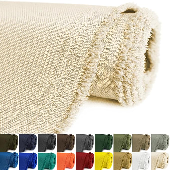 Waterproof Canvas Fabric by The Yard 58inch 600D Upholstery Material Polyester Fabric Outdoor Water Resistant Fabric for Sewing Chair Patio Cushion Purse Bag Interior, 8 Yard Ivory
