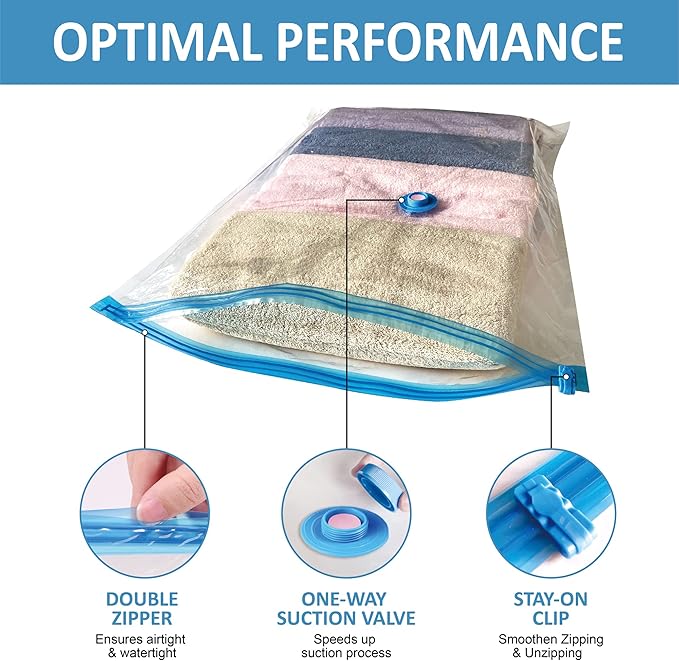 Roomimaster Vacuum Storage Bags, Vacuum Seal Space Saver Bags for Clothing, Travel Lugggage, Carry-on, Blankets, Comforters, Pillow, Bedding, 20 Combo