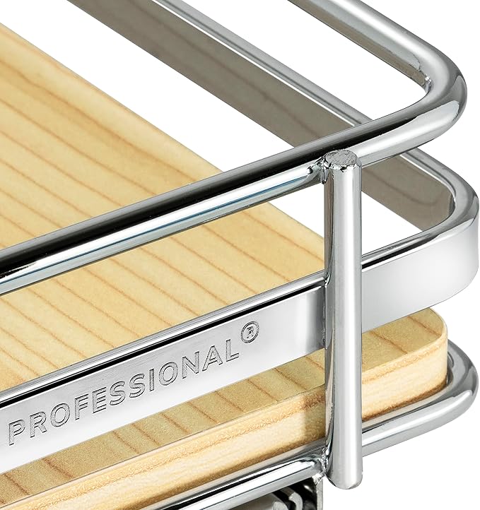 LYNK PROFESSIONAL® Élite™ Pull Out Spice Rack Organizer for Inside Kitchen Cabinets - 8-3/8 inch Wide - Slide Out Drawer – Wood/Chrome Sliding Spice Organization for cabinet - Spice Racks - 1 Tier