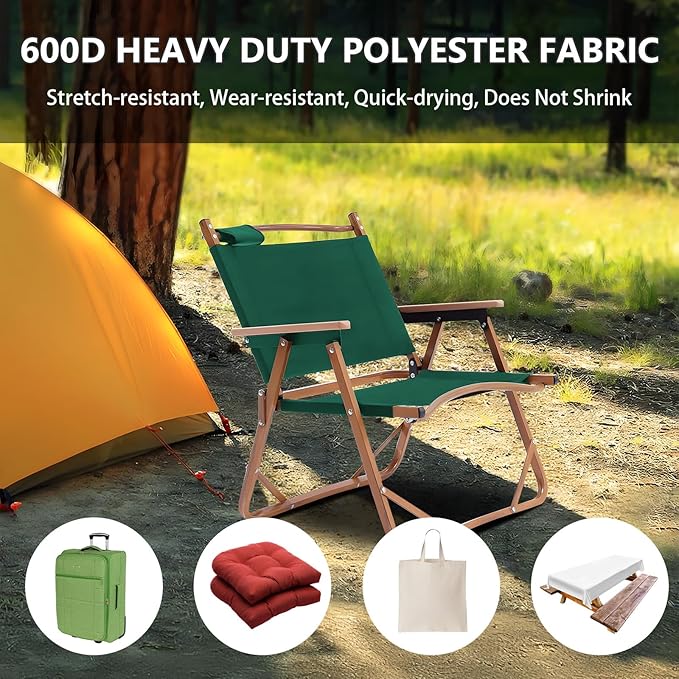 Waterproof Canvas Fabric by The Yard 58inch 600D Upholstery Material Polyester Fabric Outdoor Water Resistant Fabric for Sewing Chair Patio Cushion Purse Bag Interior, Pre Cut 1 Yard Green