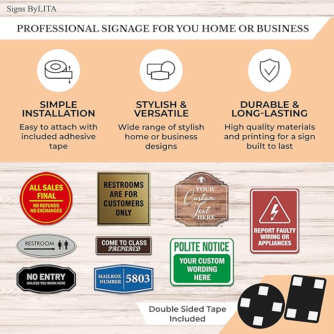 Signs ByLITA Fancy Storage Room Sign (Yellow/Black) - Small 10 Pack