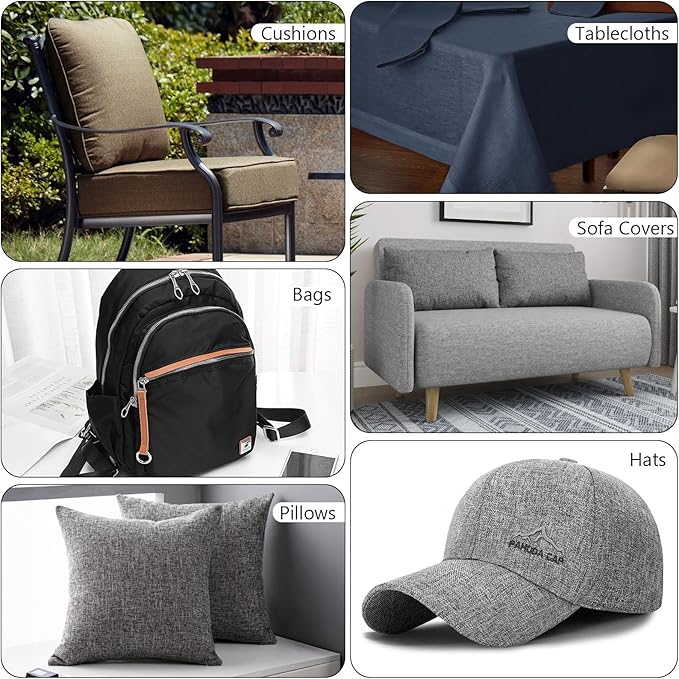 Waterproof Canvas Fabric by The Yard, 58inch 600D Upholstery Fabric Polyester Material Outdoor Water Resistant Material for Sewing Chair Patio Cushion Bag Sofa Seat Repair, 2 Yard Black