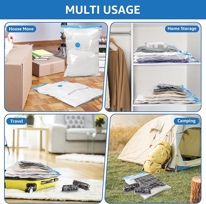 Simple Deluxe 10 Jumbo Vacuum Storage Bags, Space Saver Bags with Hand Pump, Vacuum Seal Bags for Clothing, Comforters, Blankets, Bedding, Pillows
