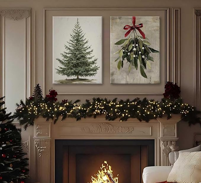 Paint by Number Kit for Adults & Kids, 2 Pack Christmas Scenes 16x20 Inch Framed, DIY Acrylic Painting Kit with Brushes & Paints, Festive Home Art Decor