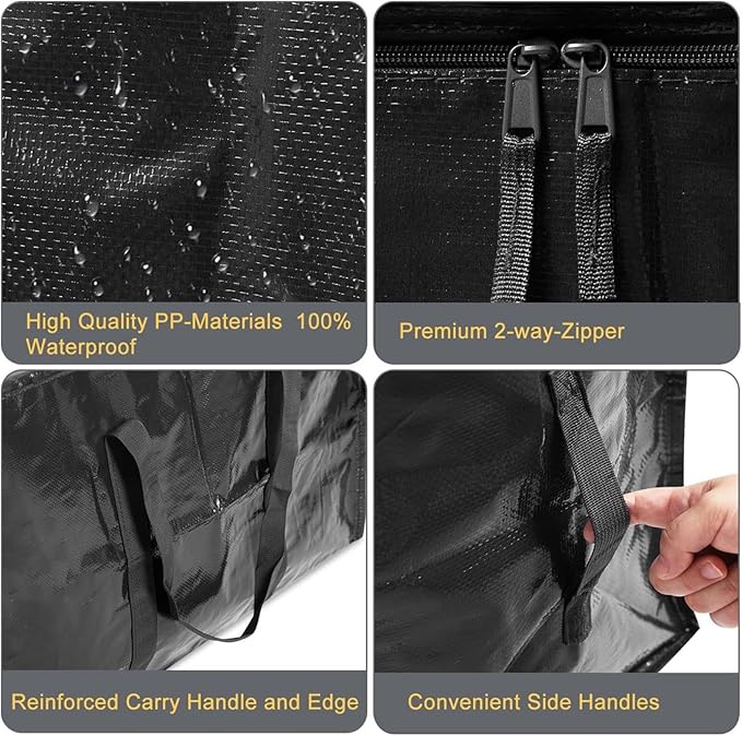 Large Moving Storage Bags Heavy Duty Woven Bags with Zipper & Handles for Clothes Blankets Travel (A-2PC)
