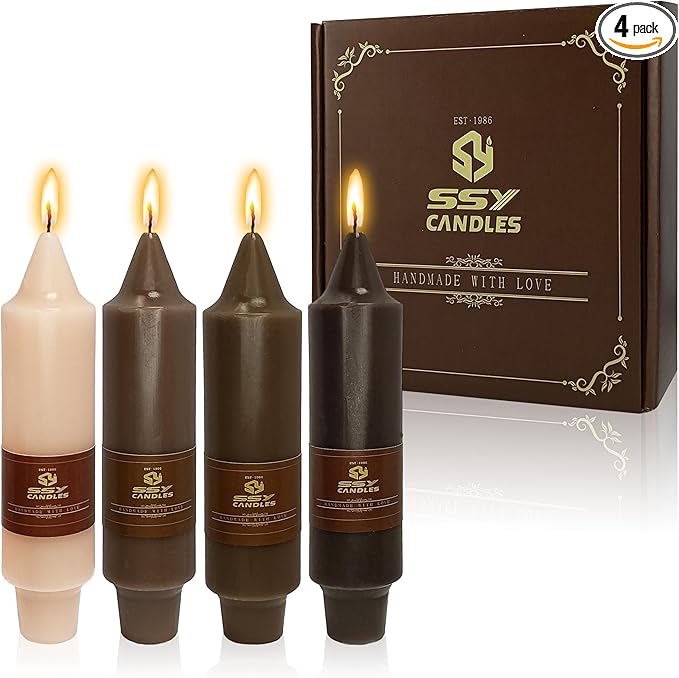 5 inch Cute Taper Candles Stick Unscented Tapered Candles 4 Pack Gradient Coffee Candlesticks for Wedding Party Home Décor