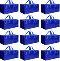 Simple Deluxe 12 Pack Extra Large Moving Bags with Backpack Straps, Strong Handles/Zippers, Heavy Duty Storage Tote for Moving Travel Camping Space Saving, Blue