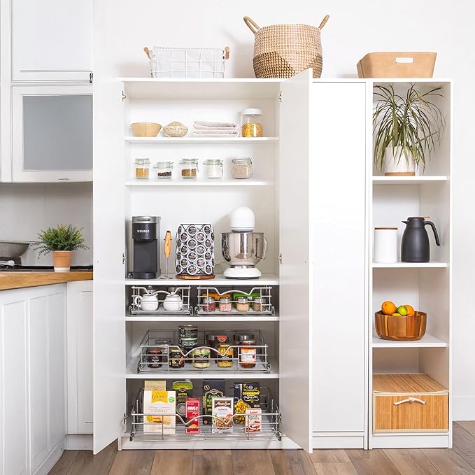 HOLDN’ STORAGE Pull Out Cabinet Organizer, Slide Out Drawer for Kitchen Cabinets & Pantry, Roll Out Shelf for Pots, Pans & Under Sink Storage, Heavy-Duty Full-Extension, 22" W x 21" D x 5" H
