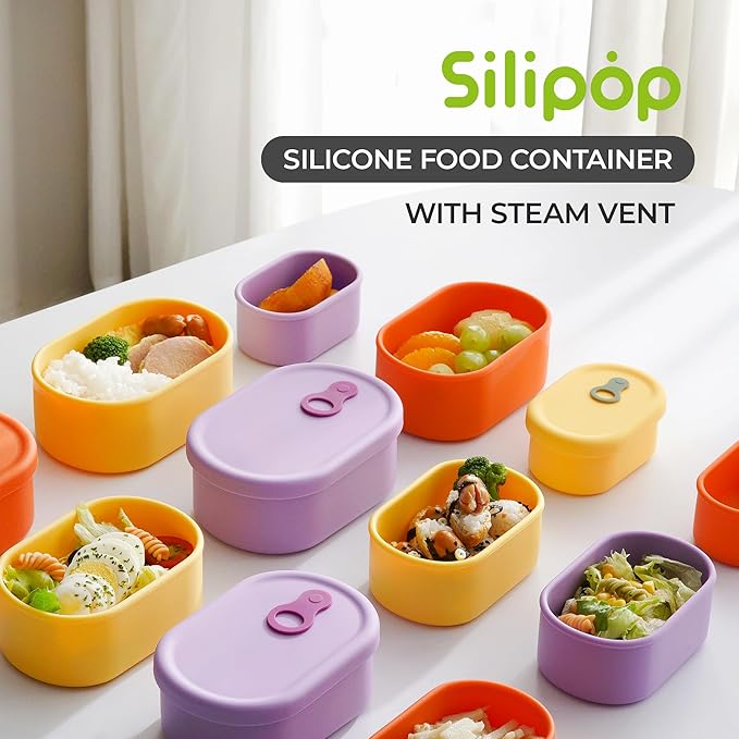 Premium Korean-Made Silicone Airtight Food Container with Steam Vent – BPA Free, Leakproof, Microwave & Freezer Safe Meal Prep. & Leftovers Storage (Mango Yellow, 7 floz)