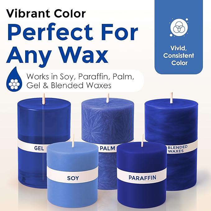 Blue Liquid Candle Dye (.25 oz) - Made in the USA - Safe and Easy to Use - Pure and Simple Ingredients - Candle Making Supplies for Soy, Paraffin, Palm or Gel Wax - 10 Vibrant Colors to Choose from