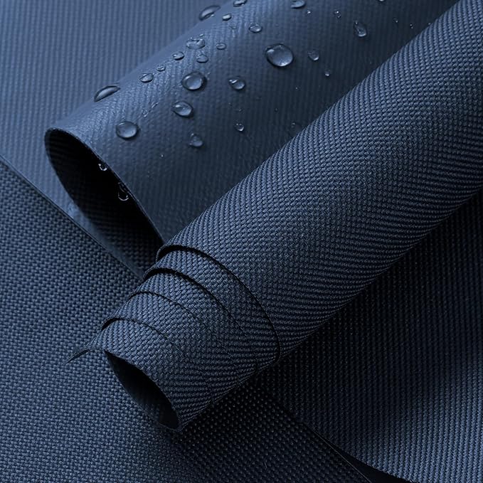 ANMINY 100% Waterproof Outdoor Fabric 5 Yards, 58" W 600D Marine Canvas Fabric with PVC Backing, Ripstop Upholstery Material by The Yard for Furniture Boat Covers Tent Awning, Blue