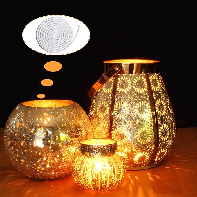 BBTO 6.56 Feet Candle Oil Lamp Wicks Replacement Braided Round Wick for Oil Lamps, DIY Handmade Candle Lantern Making Supplies for Winter Easter Birthday Party(8 mm/ 0.3 Inch)