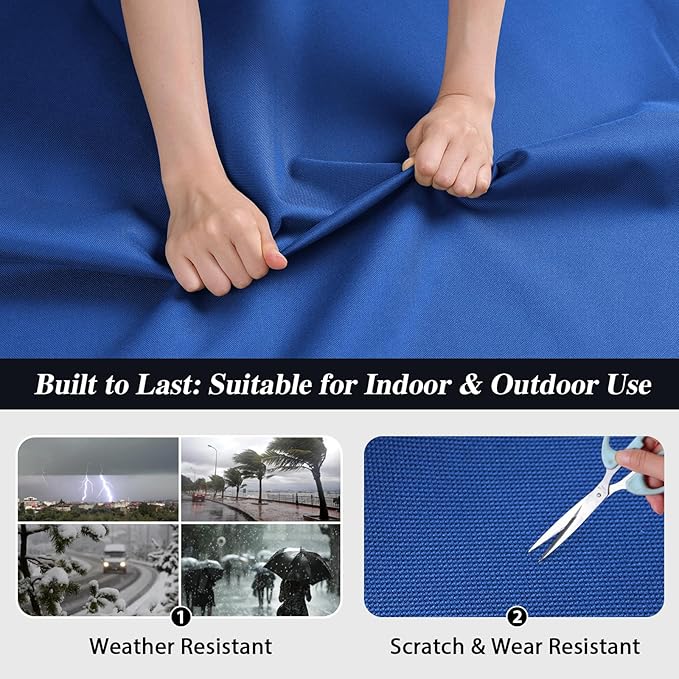 ANMINY 100% Waterproof Outdoor Fabric by The Yard, 58" W 600D Marine Canvas Fabric with PVC Backing, Ripstop Upholstery Material for Furniture Boat Covers Tent Awning, 1 Yard Royal Blue