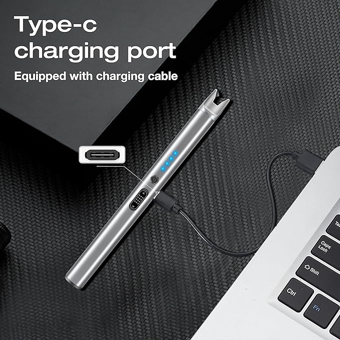 Luxgaze 5 Pack Electric Candle Lighter Rechargeable USB Lighters Flameless Windproof Plasma Arc Lighters with Safety Lock Long Lighter for Candle BBQ Camping Birthday Party