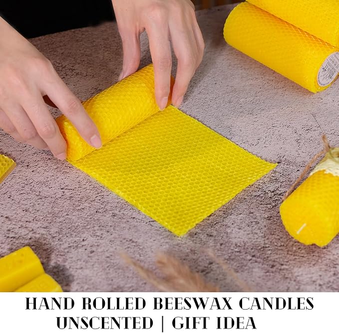 8 Pack Beeswax Pillar Candles,Pure Natural Beeswax Candles-160 Hours Long Burning for Emergency,Unscented Bees Wax Candle for Home,Prayer,Dripless Smokeless Organic Bees Wax Candle Bulk 2x5in