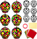 Qyeahkj 36 Set Day of The Dead Suncatchers Crafts for DIY Skull Window Tissue Paper Craft Kit Hanging Decor for Mexico Home Activity Art Project Birthday Party Favor Gift