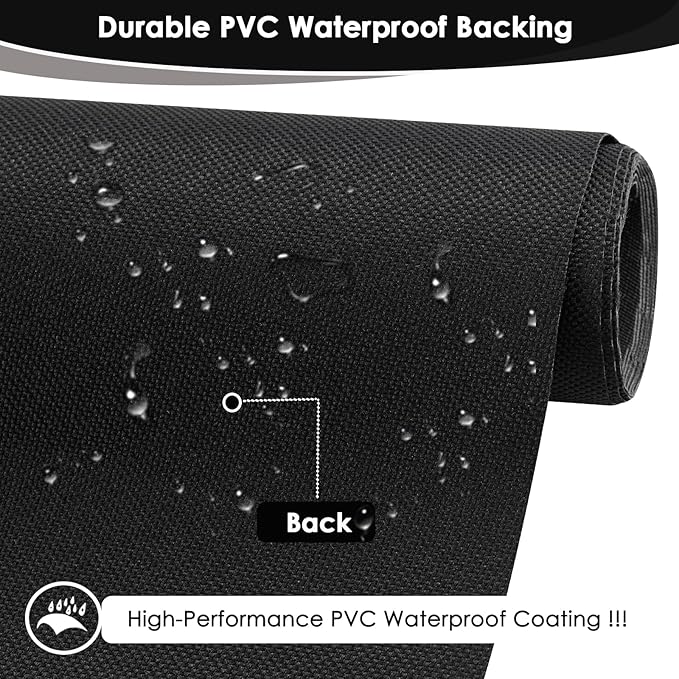 Waterproof Canvas Fabric by The Yard 60" W 600 Denier PVC Backing Water Repellent Polyester Upholster Fabric Material for Indoor Outdoor Marine Awning Tent Craft DIY(2 Yards, Black)