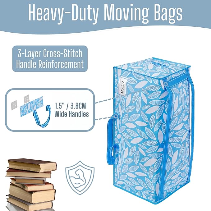 VENO 10 Pack Heavy Duty Moving Bags with Backpack Straps, Zippers & Handles, Extra Large Packing Bags for College Dorm Essentials, Moving Supplies Alternative to Cardboard Moving Boxes