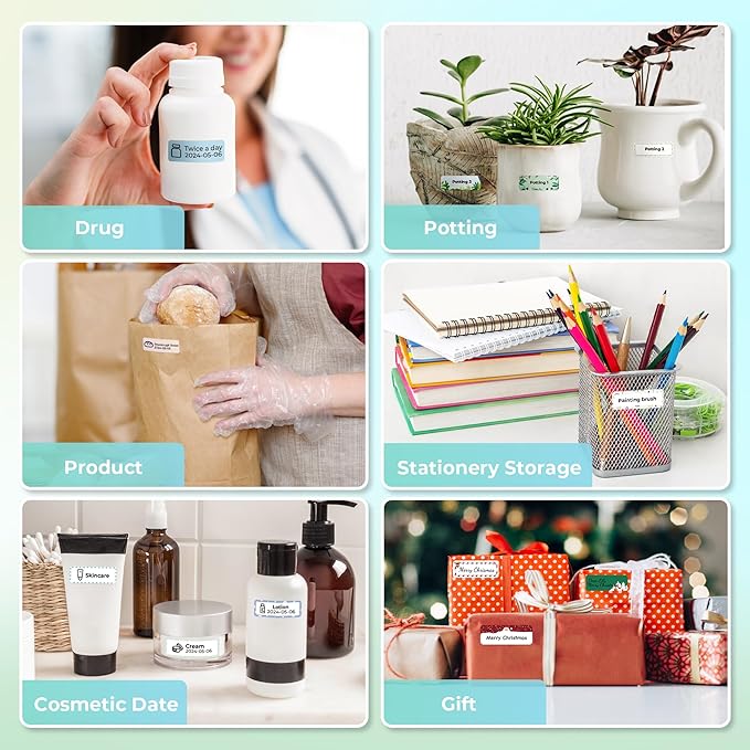 NELKO P21 Genuine Adhesive Pattern with Border 2.0 Label Paper 14x40mm (0.55"x1.57") 180 Labels/Roll, 3 Roll, for Home Office School Organization, Gift for Decoration, Compatible with P21 Label Maker