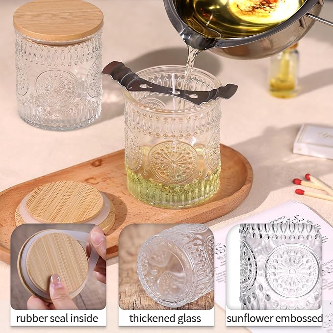 DARJEN 10 Pack Clear Candle Jars for Making Candles- 7.5 OZ Empty Glass Candle Making Jars with Bamboo Lids and Labels, Candle Making Supplies Candle Containers for Home DIY