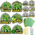 Qyeahkj 36 Set St. Patrick's Day Rainbow Suncatchers Crafts for DIY Lucky Rainbow Shamrock Window Tissue Paper Craft Kit Hanging Decor for Home Activity Art Project Birthday Party Favor