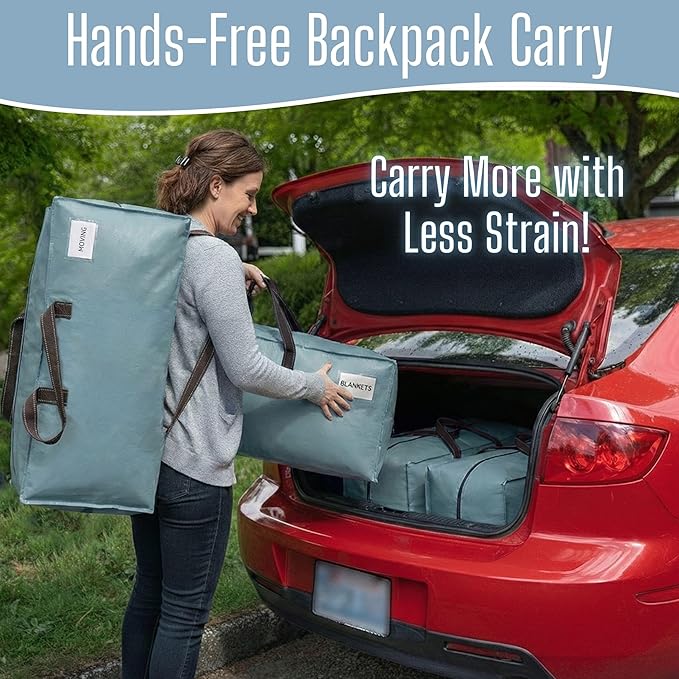VENO 6 Pack Heavy Duty Moving Bags with Backpack Straps, Zippers & Handles, Extra Large Packing Bags for College Dorm Essentials, Moving Supplies Alternative to Cardboard Moving Boxes