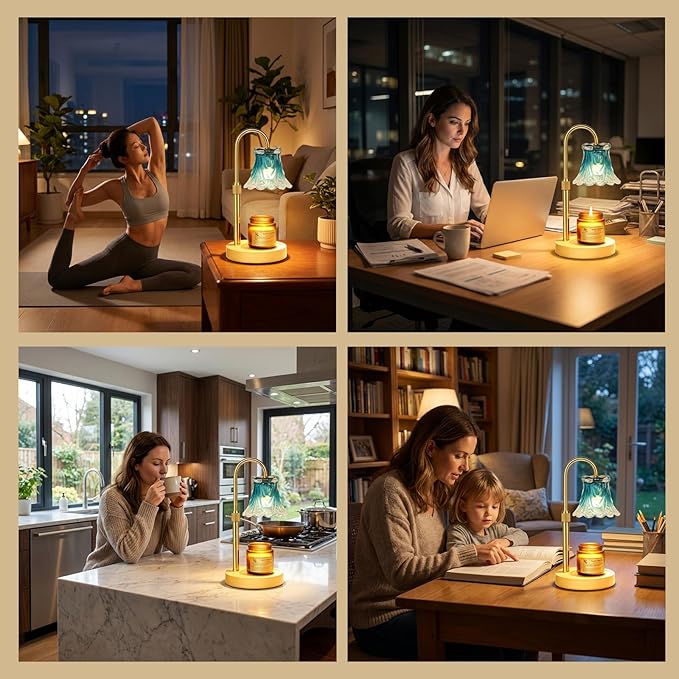 Droyek Candle Warmer Lamp with Timer Electric Candle Warmer Lamp Adjustable Height Dimmable Wax Warmer Lamp Jar Candles with 2 Bulbs for Home Decor & Office