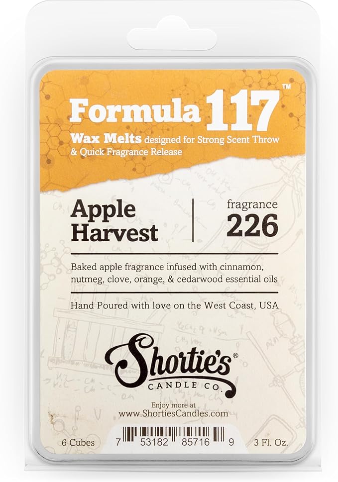 Shortie's Candle Company Fall Wax Melts Variety Pack - Pumpkin Souffle, Butter Pecan Pie, Apple Harvest - Formula 117-3 Highly Scented 3 Oz. Bars - Made with Natural Oils - Fall Warmer Wax Cubes