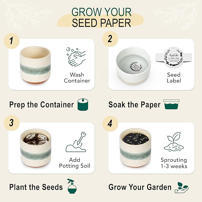 Hyggelight - The Growing Candle, Coffee Scented, 8.5oz Ceramic Pot, Aromatherapy Candles, 100% Soy, Cream and Espresso Aroma for Home, Edith