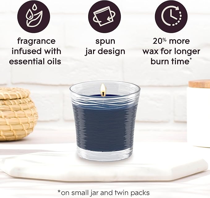 Glade 1-Wick Scented Candle Jar, Smooth Bourbon & Oak, Air Freshener Infused with Essential Oils, 4.08 Oz, 2 Count
