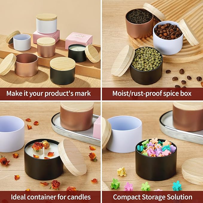MGLIFEUL Candle Tins Jars Container Vessels for Making 4 8 Oz White Empty Candle Tins Can Gift Box Packaging Plate with Lids Wax Container Bulk Making DIY Candle Supplies Accessories(White,4oz,12pcs)