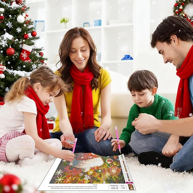 VIGEGU Christmas Diamond Art Kits for Adults,Winter Christmas Boots Bell Diamond Painting Kits for Beginners 5D Diamond Art,DIY Full Drill Round Gem Art Paintings for Home Wall Decor 12x16 in