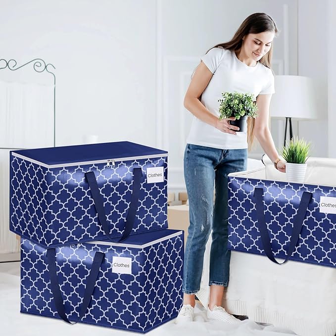 Fabspace Moving Bags, Extra Large Moving Supplies, Heavy Duty Storage Bags, Packing Bags with Reinforced Zippers & Handles, Collapsible Packing Boxes, Storage Totes for Moving, Packing, 100L, 6 Packs