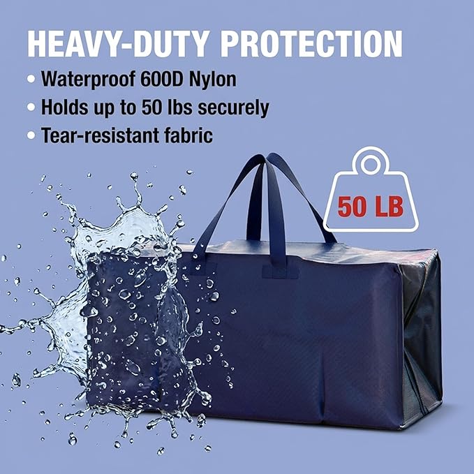 BOX USA 8-Pack Moving Bags with Strong Handles & Zippers - Heavy Duty Extra Large Packing Bags for Storage, Moving Boxes, Dorm & College Supplies, Blue