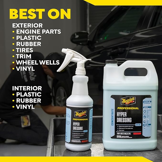 Meguiar's D17001 Hyper Dressing - 1 Gallon – Give Your Car’s Trim Pieces the Best Shine & Gloss (Pack of 4)