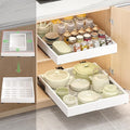 1 Pcs Pull Out Drawers for Cabinets Organizer Expandable Width(11.8"-19.4"), Depth(16.45"-21.7") With 3 Rails, No Drill Roll Out Drawer, Adhesive Sliding Drawers