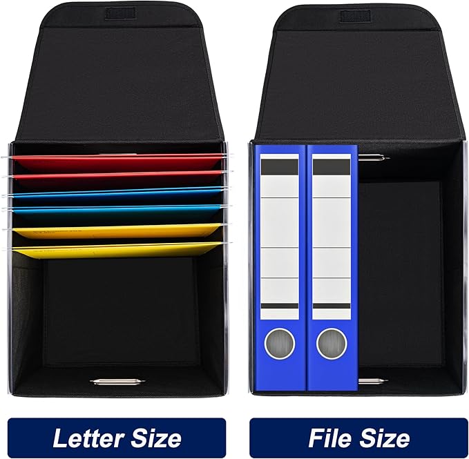 CADONO File Organizer Box with Lid, Large Hanging File Folder Organizer with Plastic Slide, Collapsible Portable Filing Storage Boxes for Office/Decor/Home (Wine Red, 14.9 x 12.59 x 10.8 inch)