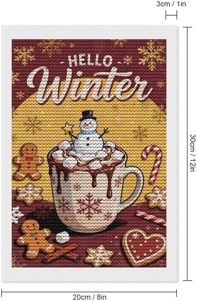 Diamond Painting Kits for Adults - Hello Winter Ice Cream & Gingerbread Snowflakes & Candles Painting DIY 5D Full Drill Diamond Dots Paintings with Diamonds Gem Art And Crafts Home Decor 8"x12"