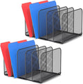 TOPCJ 5 Sections Desk File Holder/Rack/Sorter,Mesh File Organizer,File Folder Organizer,Metal Upright Desktop Organization for Documents,Magazine,Kitchenware,Antiskid,Antirust,Sturdy,2 Packs