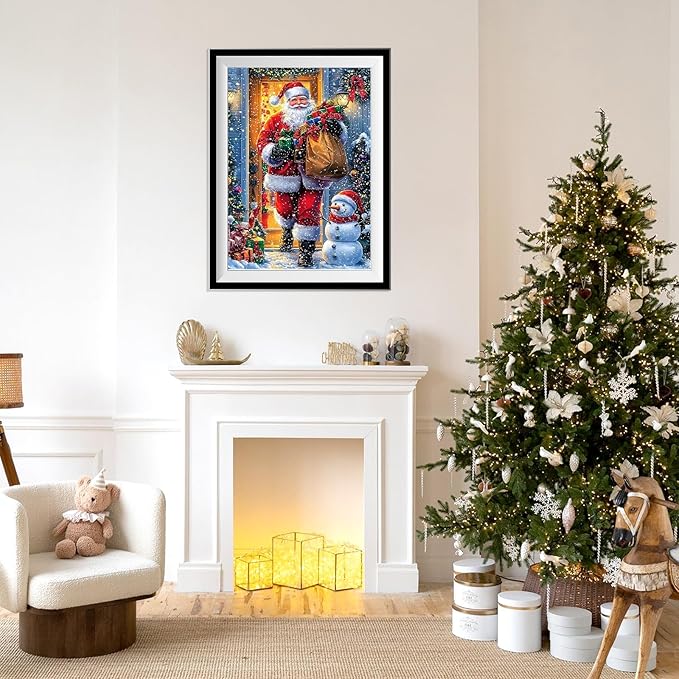 Santa Claus Diamond Painting Kits for Adults, Christmas 5D Diamond Art Kits for Adults Beginners, DIY Full Drill Gem Art Diamonds Painting Pictures Crafts Kit for Home Wall Decor 12x16inch
