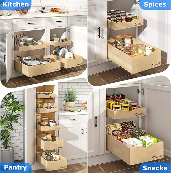 WelFurGeer Soft Close Pull Out Drawers for Kitchen Cabinets, 32" W x 21" D Pull Out Cabinet Organizer, Cabinet Drawers Slide Out, Slide Out Drawers for Kitchen Cabinets, Cabinet Pull Out Shelves