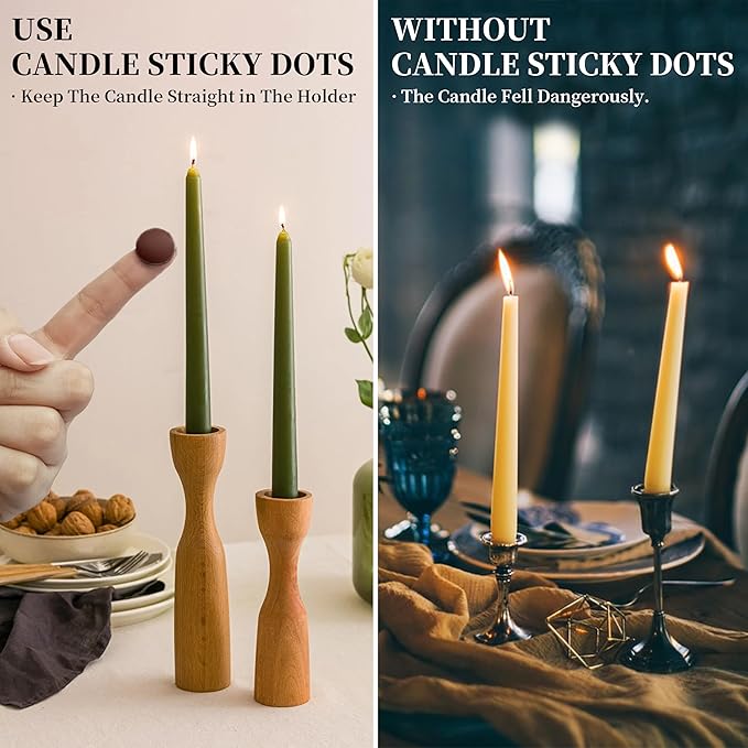 Candle Sticky Dots - Brown Wax Candle Adhesive Dots for Secure Candle Placement - Easy Clean and Traceless Adhesive for DIY Projects - Pack of 24