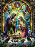 DOMROM Christmas Diamond Painting Kits, Jesus Born 5D Diamond Art Kits,Gem Art Painting with Diamonds Dots, Arts and Crafts for Beginners Adult Wall Decor 12 x 16inch