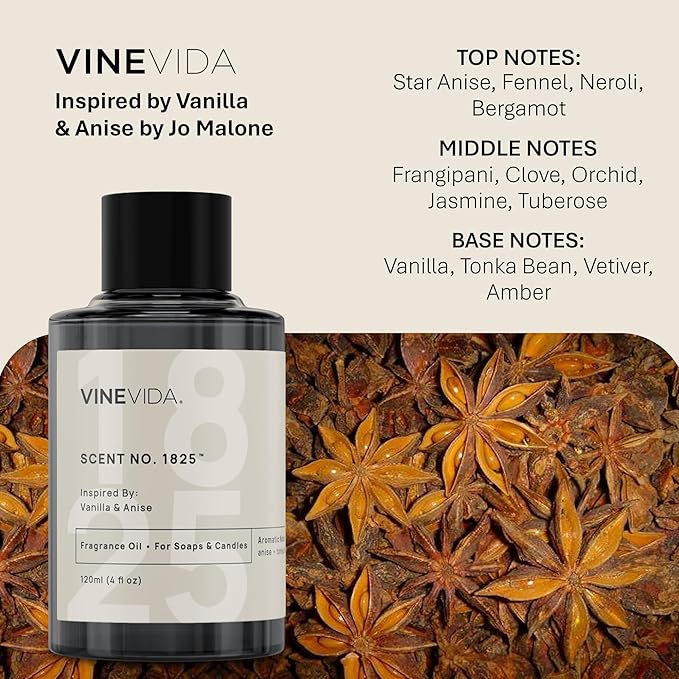 VINEVIDA [10mL] Vanilla & Anise Fragrance Oil for Candle Making - Natural Candle Oil Scents - Soap Making Essential Oil - Made in USA