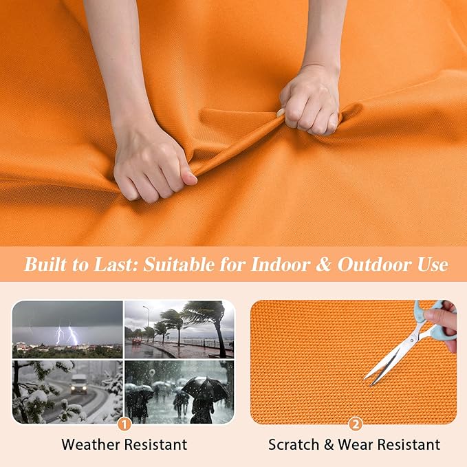 ANMINY 100% Waterproof Outdoor Fabric 8 Yards, 58" W 600D Marine Canvas Fabric with PVC Backing, Ripstop Upholstery Material by The Yard for Furniture Boat Covers Tent Awning, Orange